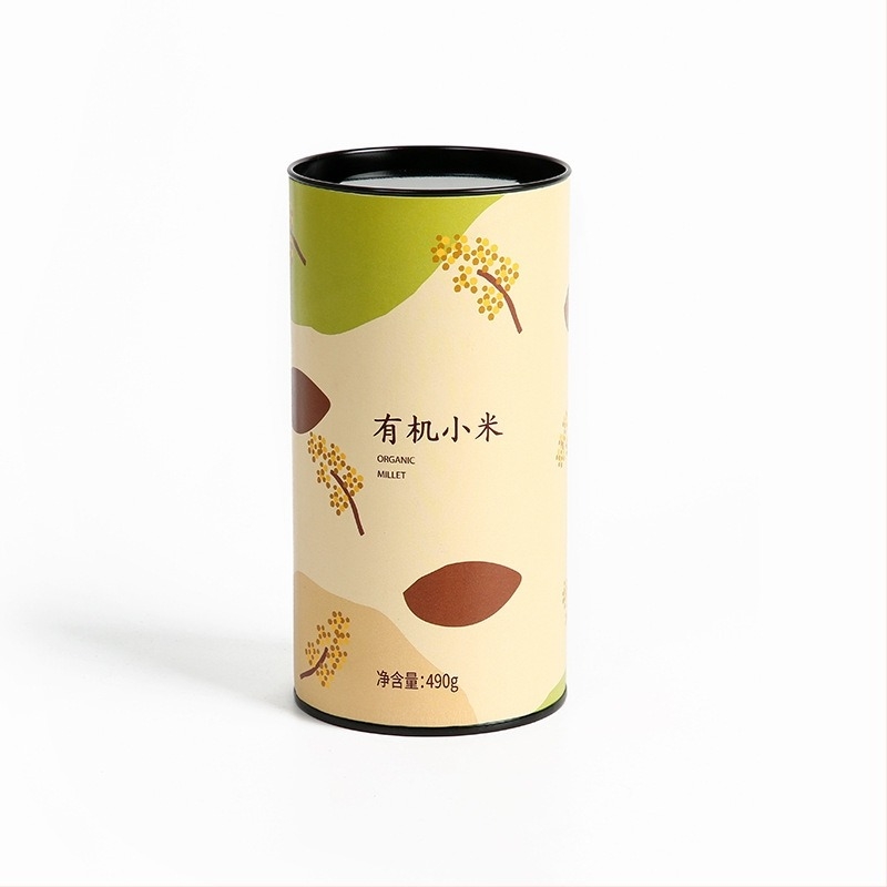 Cutie din carton cu capac metalic, personalizată, pentru alimente și ceai – ambalaj cilindric rotund pentru pulbere de rădăcină de lotus