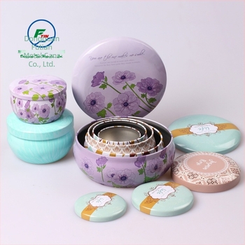 Set de borcane din tablă pentru lumânări aromatice și borcăne de ceai cu flori, formă de tobă