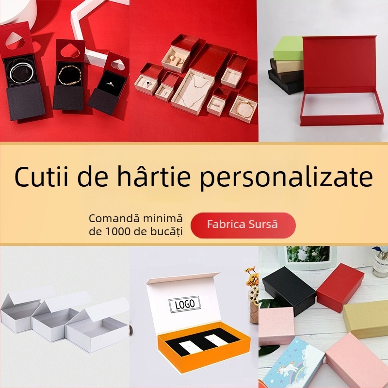 Cutie cadou în formă de carte cu capac rabatabil, din carton, ambalaj pentru bijuterii, cosmetice și ceai, personalizată