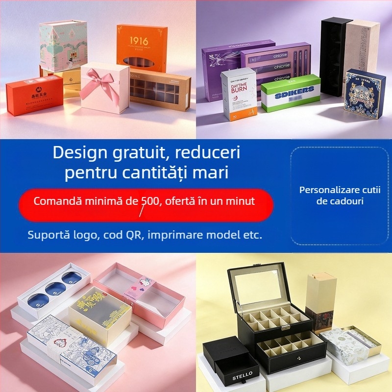Cutii de hârtie personalizate pentru cosmetică, cutii ondulate, cutii cadou, cutii cu sertar pentru Mooncakes și ceai, ambalaje din hârtie kraft, cutii cu capac de sus și jos