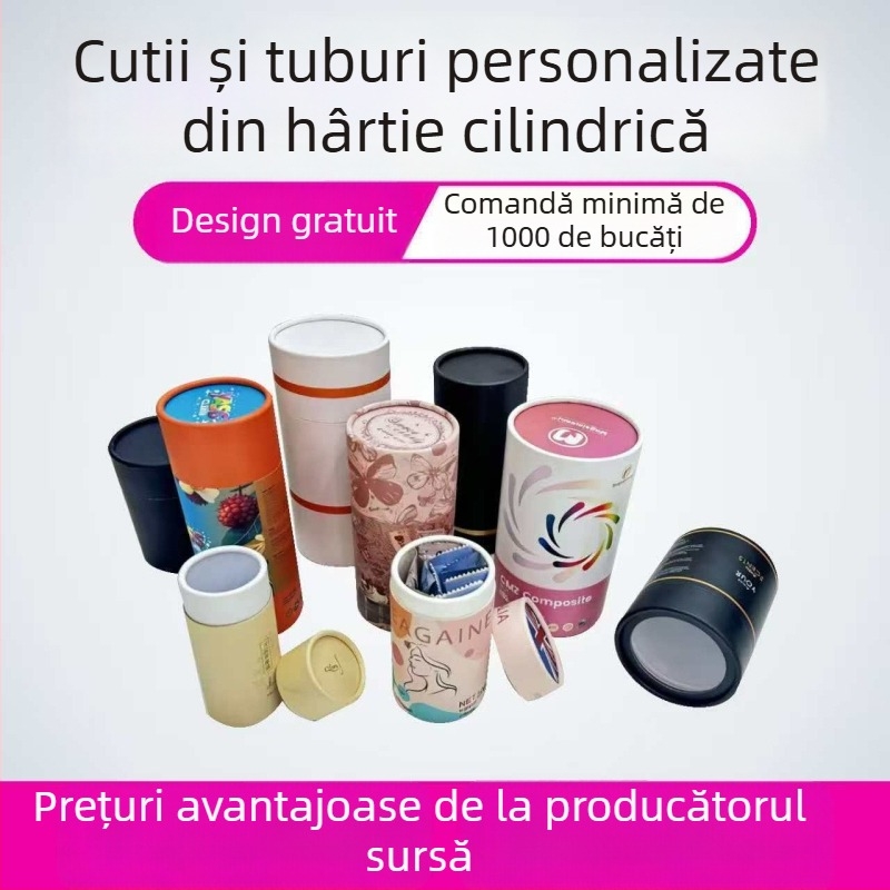 Tuburi cilindrice din hârtie, personalizate, pentru ambalarea ceaiului de calitate alimentară și cutii cadou cosmetice