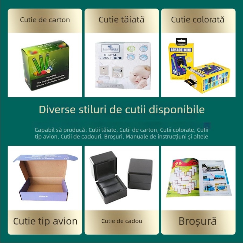 Cutie cadou personalizată, imprimare color pentru ceai, fructe și cosmetică, cu folie de aur pe carton