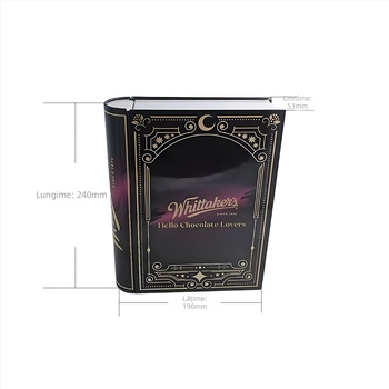 Cutie metalică din tablă, design în formă de carte, personalizată, ambalaj de cadou pentru ceai, alimente și biscuiți