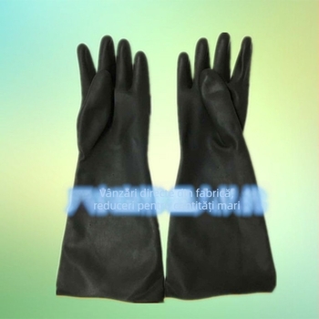 Mănuși rezistente la substanțe chimice marca Lianli, latex dublu strat, bicolor, negre, rezistente la acizi și baze, reutilizabile, lungimi 35/45/55 cm