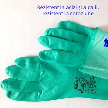 Mănuși din nitril cu căptușeală verde, rezistente la substanțe chimice, LA132G de la NORTH, pentru curățenie casnică, spălarea rufelor și vase