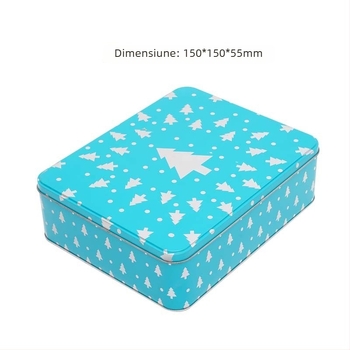 Cutie metalică pătrată de Crăciun, personalizată, pentru fursecuri, biscuiți, bomboane și ceai