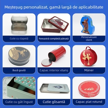 Cutie metalică pătrată de Crăciun, personalizată, pentru fursecuri, biscuiți, bomboane și ceai