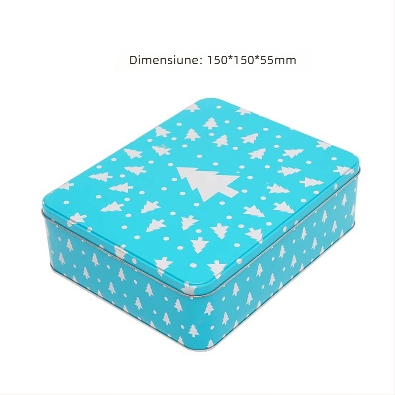Cutie metalică pătrată de Crăciun, personalizată, pentru fursecuri, biscuiți, bomboane și ceai