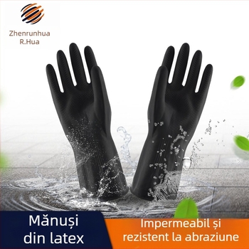Mănuși din latex pentru industrie și construcții – impermeabile, negre, mai groase, antiderapante, cu manșetă extinsă