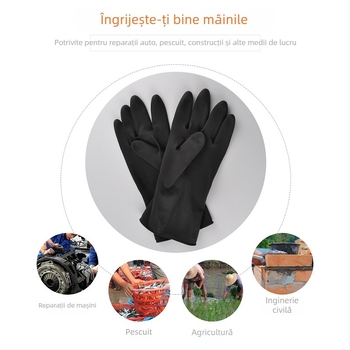 Mănuși din latex pentru industrie și construcții – impermeabile, negre, mai groase, antiderapante, cu manșetă extinsă