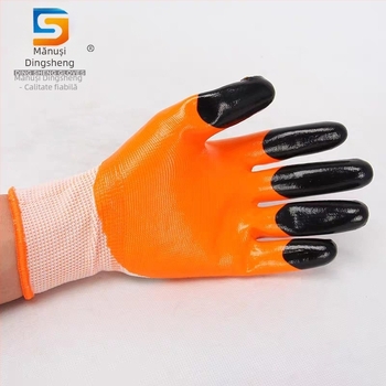 Ding Sheng Mănuși de lucru, rezistente la abraziune și chimice, cu acoperire nylon-nitril, rezistente la ulei și antiderapante