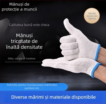 Mănuși de lucru din fir de bumbac, clasă A, protecție pentru mâini, 500 g, 10 perechi
