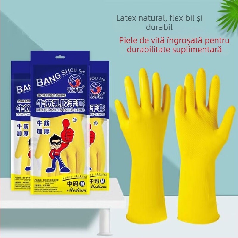 Mănuși din latex îngroșate pentru curățenie, impermeabile și antiderapante, rezistente la substanțe chimice