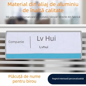 Placă de identificare pentru birou din aliaj de aluminiu, plăcuță cu nume și funcție a angajatului