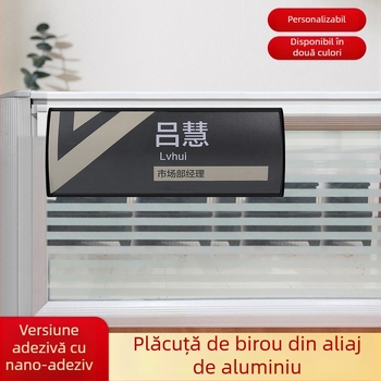 Placă de identificare pentru birou din aliaj de aluminiu, plăcuță cu nume și funcție a angajatului