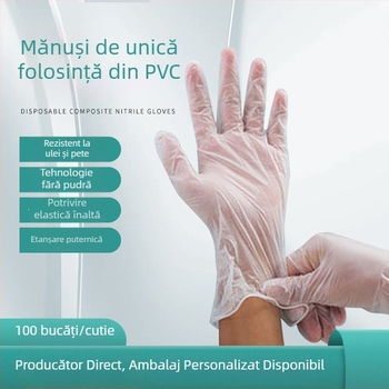 Mănuși din PVC transparente, de unică folosință, fără pudră, de calitate alimentară, pentru gătit, catering și utilizare generală