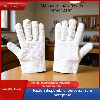 Mănuși de protecție pentru muncă, pânză canvas cu 24 de fire, palmă dublu căptușită, margine rezistentă la uzură