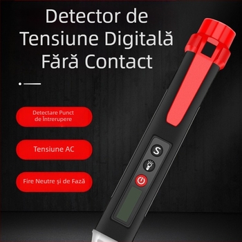 Stilou tester de tensiune multifuncțional, detectare a fazei și a neutralului, verificare a continuității, alarmă sonoră și vizuală