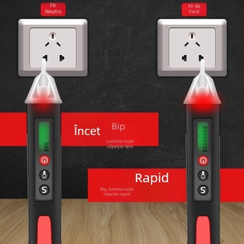 Stilou tester de tensiune multifuncțional, detectare a fazei și a neutralului, verificare a continuității, alarmă sonoră și vizuală