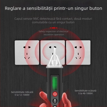 Stilou tester de tensiune multifuncțional, detectare a fazei și a neutralului, verificare a continuității, alarmă sonoră și vizuală
