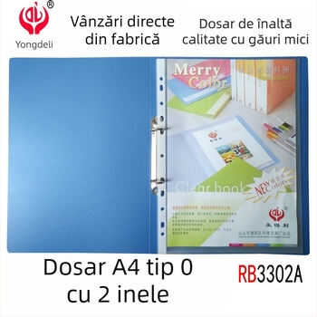Ever Gain RB3302A dosar A4 din PP cu inele de tip O, 2 găuri, albastru