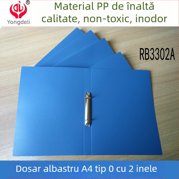 Ever Gain RB3302A dosar A4 din PP cu inele de tip O, 2 găuri, albastru