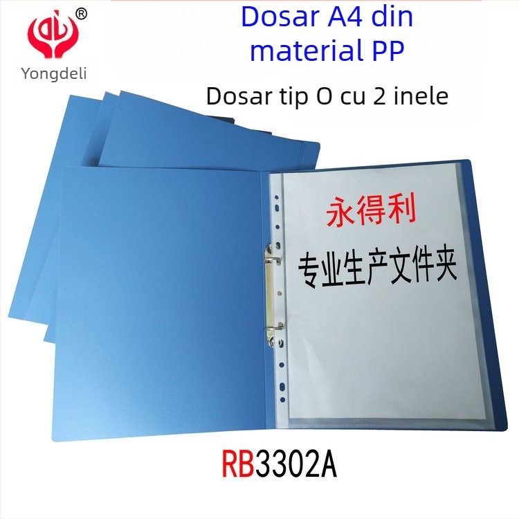 Ever Gain RB3302A dosar A4 din PP cu inele de tip O, 2 găuri, albastru