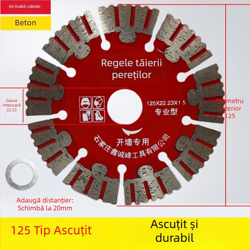 Lama de tăiere beton pentru pereți și caneluri 125/156/160-165