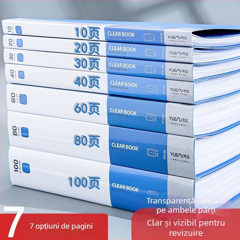 Carte A4 cu secțiuni multiple pentru depozitarea lucrărilor de examen, partituri, rapoarte de test de sarcină și certificate