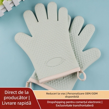 Mănuși de silicon pentru cuptor, rezistente la căldură, izolate, groase cu căptușeală din bumbac, impermeabile