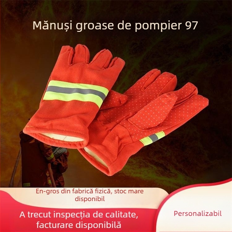 Mănuși de protecție tip 97 pentru intervenții în incendii, portocaliu-roșii, mai groase, rezistente la uzură, ignifuge, izolație termică, pentru salvare
