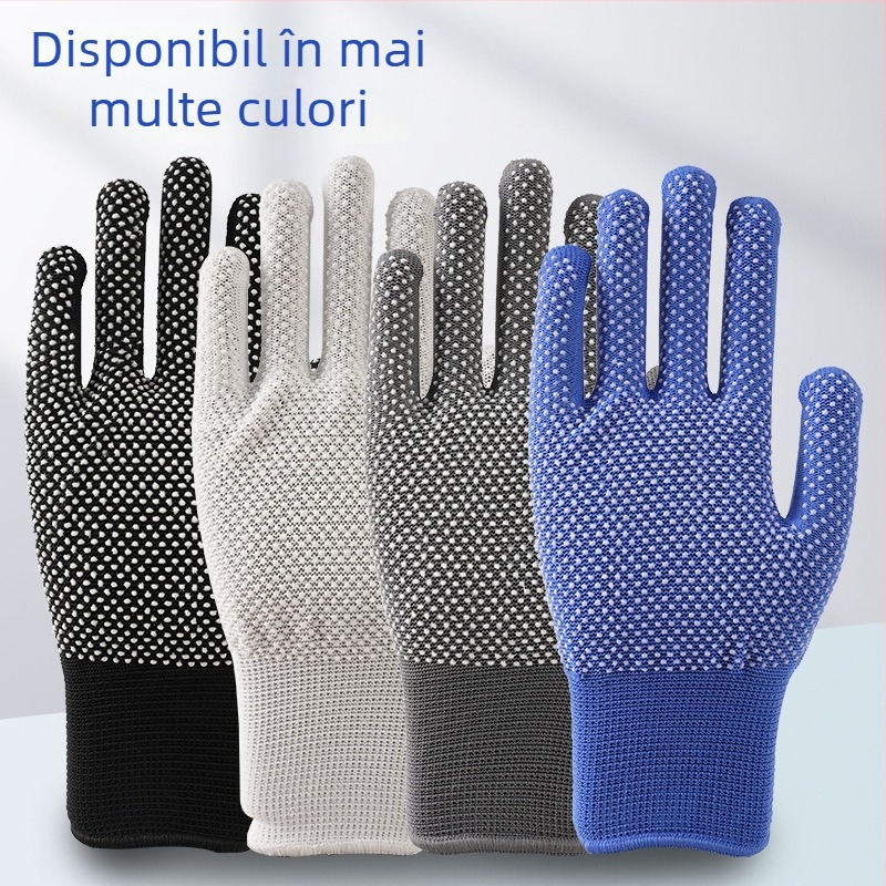 Mănuși de protecție din nailon, anti-derapante, subțiri, 13 fire, pentru șoferi și grădinărit, acoperire integrală a palmei