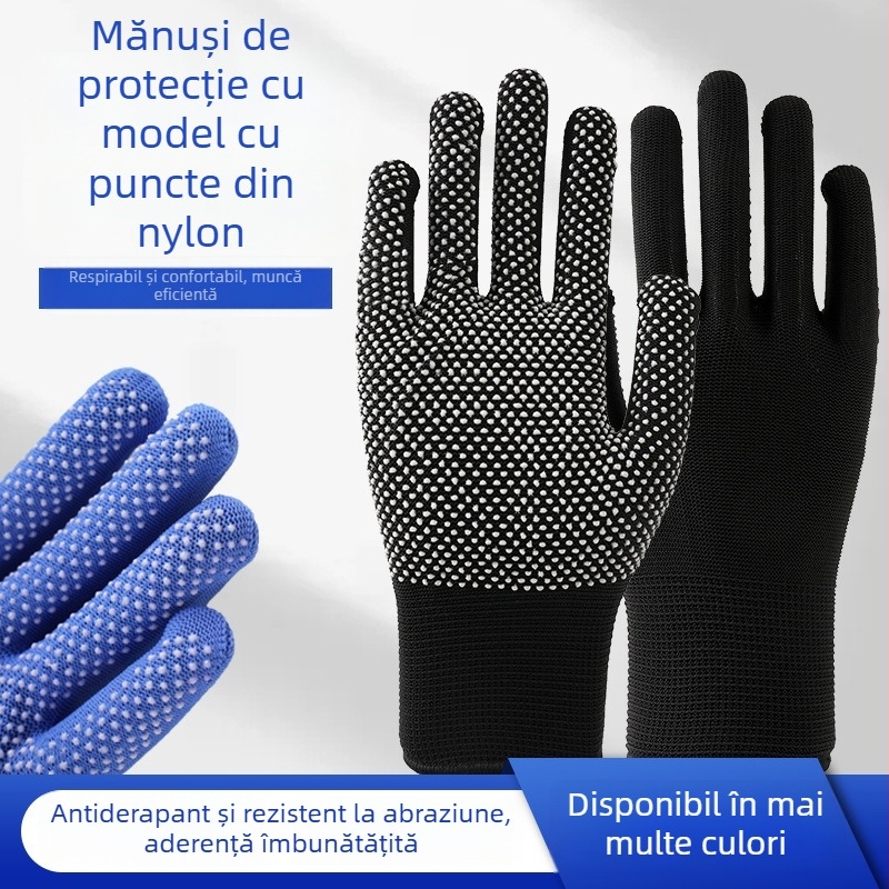Mănuși de protecție din nailon, anti-derapante, subțiri, 13 fire, pentru șoferi și grădinărit, acoperire integrală a palmei