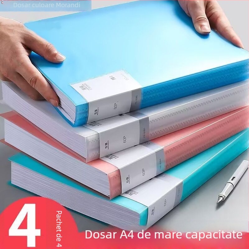 Mapă A4 de depozitare, cu pagini transparente, pentru partituri și lucrări ale elevilor