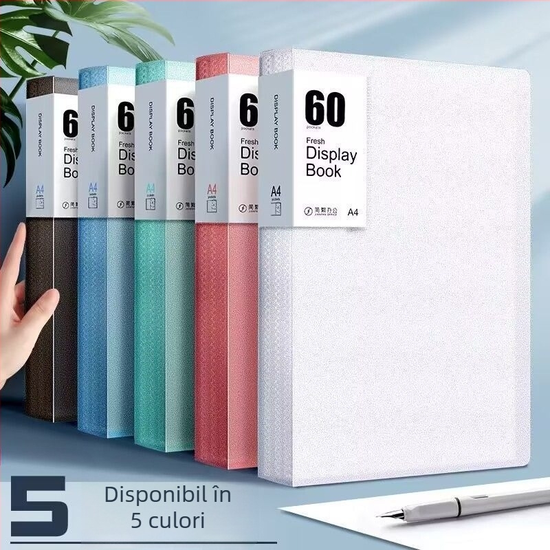 Mapă A4 de depozitare, cu pagini transparente, pentru partituri și lucrări ale elevilor