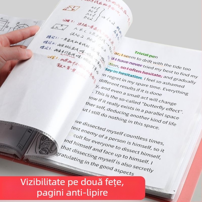 Mapă A4 de depozitare, cu pagini transparente, pentru partituri și lucrări ale elevilor