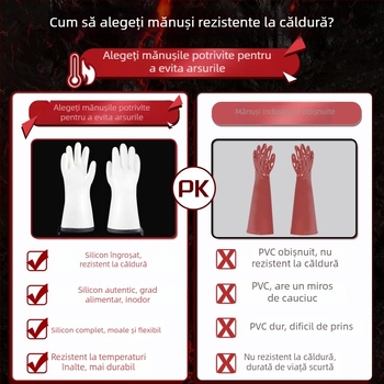 Mănuși de bucătărie rezistente la temperaturi înalte, din cauciuc, izolate, extra-lungi, groase, rezistente la apă, pentru cuptor, pentru spălat vase