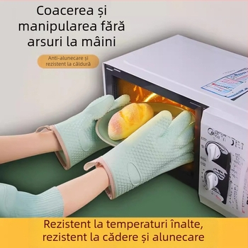 Mănuși din silicon rezistente la căldură, antiaderente, pentru cuptor și cuptor cu microunde