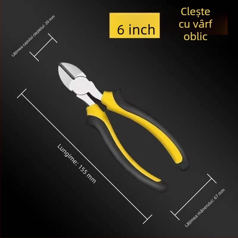 Clește multifuncțional pentru cabluri, nivel industrial, cu nas lung și tăiere diagonală, pentru electricieni