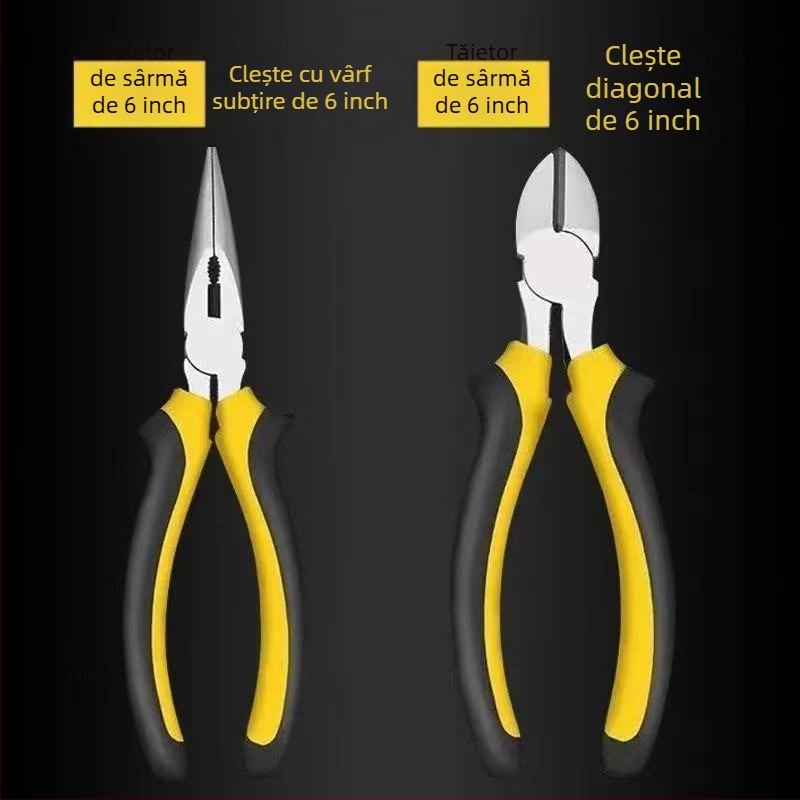Clește multifuncțional pentru cabluri, nivel industrial, cu nas lung și tăiere diagonală, pentru electricieni