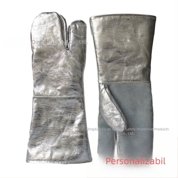 Mănuși din folie de aluminiu, trei degete, rezistente la temperaturi înalte, izolație din piele de vițel, rezistente la foc, pentru uz industrial
