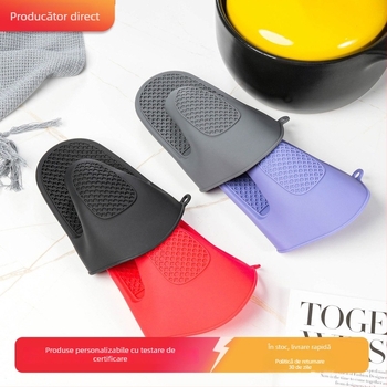 Mănuși de bucătărie din silicon, groase, lungi 20 cm, rezistente la căldură și antiderapante, pentru oale, boluri și coacere, până la 230°C.