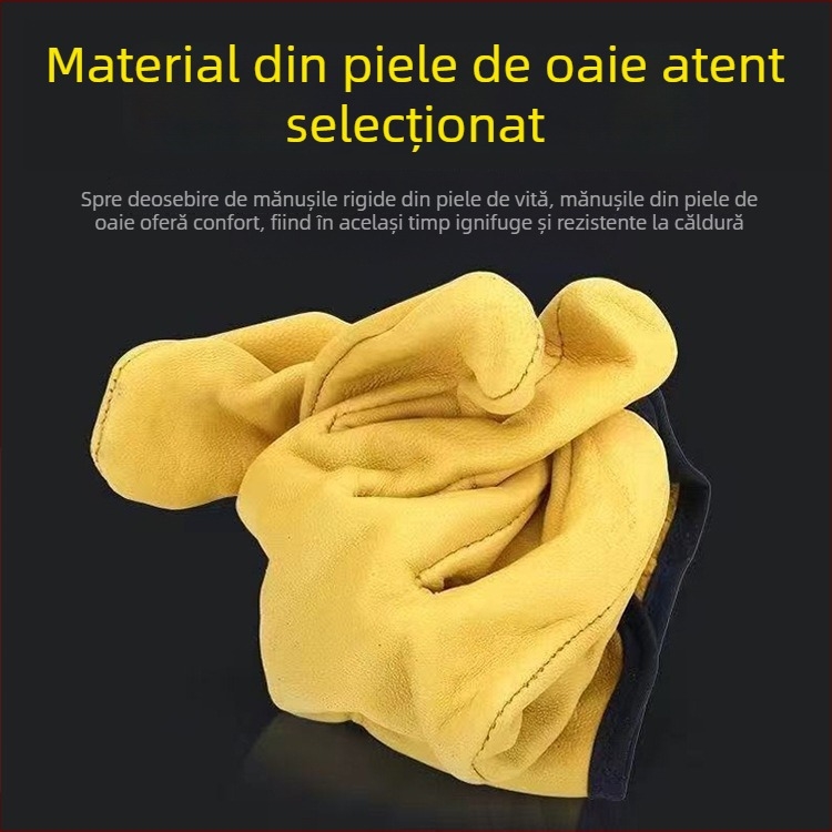 Mănuși de sudură din piele de capră, manșetă scurtă, rezistente la temperaturi înalte, anti-sclipire, anti-arși, mănuși de lucru profesionale