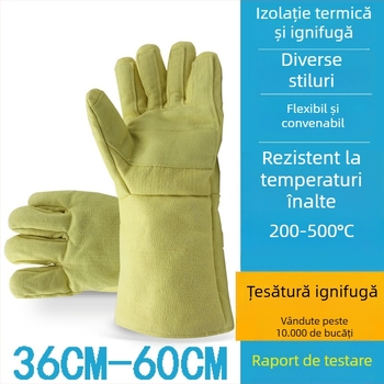 Mănuși rezistente la temperaturi înalte, din Kevlar, izolație termică, pentru utilizare industrială (până la 500°C)