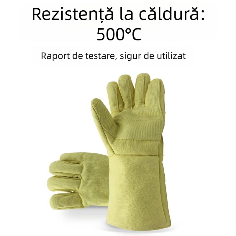 Mănuși rezistente la temperaturi înalte, din Kevlar, izolație termică, pentru utilizare industrială (până la 500°C)