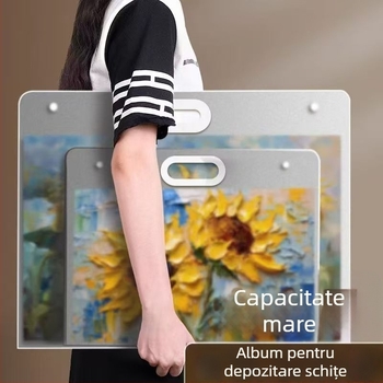 Portofoliu de artă portabil, cu hârtie pentru schițe 8K și colecție de opere 4K, dimensiune A2, 100 de pagini