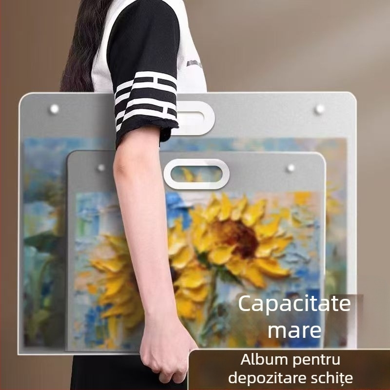 Portofoliu de artă portabil, cu hârtie pentru schițe 8K și colecție de opere 4K, dimensiune A2, 100 de pagini