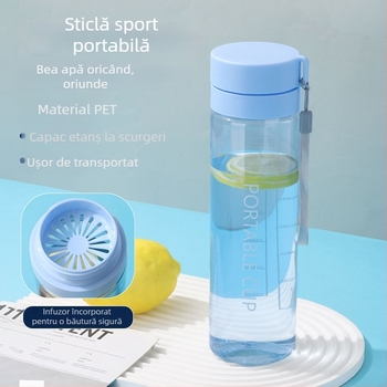 Pahar din plastic minimalist, cu capacitate mare și snur de purtare, pentru exterior, sport, rezistent la cădere