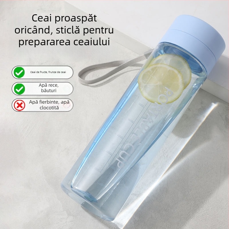 Pahar din plastic minimalist, cu capacitate mare și snur de purtare, pentru exterior, sport, rezistent la cădere