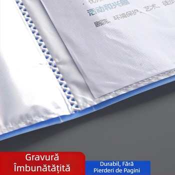 Mapă A4 cu mai multe compartimente, albastră, transparentă